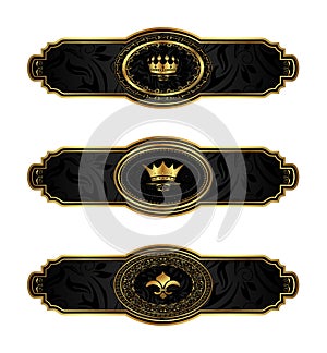 Set black-gold decorative frames