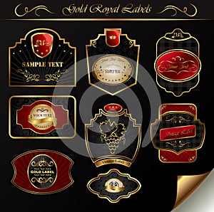 Set black gold-framed labels