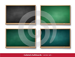 Set of black and green horizontal chalkboards