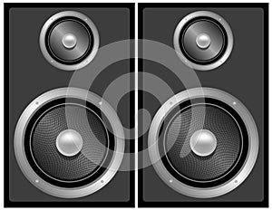 Set of Black and Grey Stereo Speakers