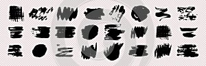 Set of black grunge brush strokes