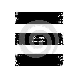 Set of black grunge halftone vector for banner