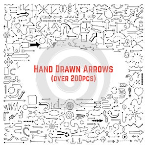 Set of black hand drawn arrows photo