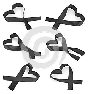 Set of Black hearts ribbons