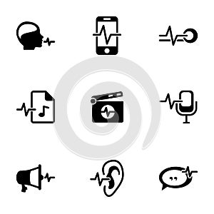 Set of black icon isolated on white background, on theme Voice command