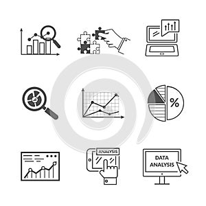 Set of Black Icons Data Analysis