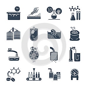 Set of black icons drinks and beverages