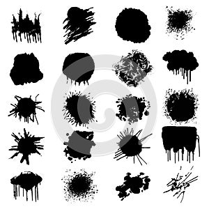 Set of Black ink splatter, paint splash