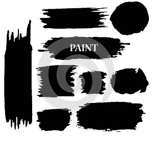 Set of Black ink vector paint stains