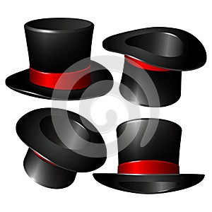 Set of black magician cylinder hats