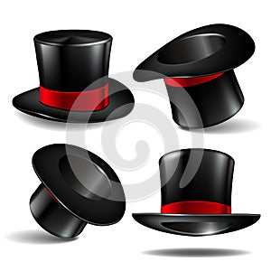 Set of black magician cylinder hats