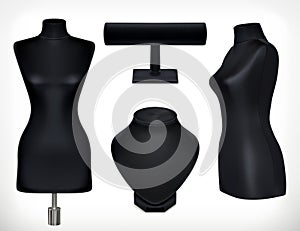 Set of black mannequins, vector objects
