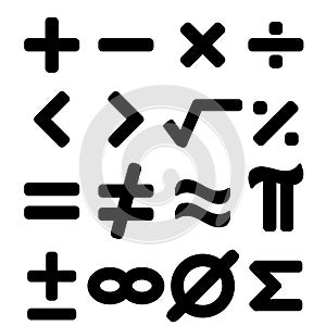 Set of black math symbol background