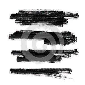 Set of black paint brush stroke vector background