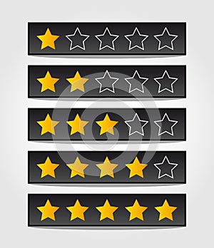 Set of black rating stars