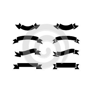 Set of black ribbons banners on white background photo
