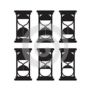 Set of black silhouettes of hourglasses