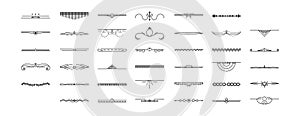 Set Black Simple Line Collection Doodle Border Elements Vector Design Sketch Isolated Illustration For Banner