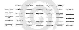 Set Black Simple Line Collection Doodle Border Elements Vector Design Sketch Isolated Illustration For Banner