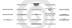 Set Black Simple Line Collection Doodle Border Elements Vector Design Sketch Isolated Illustration For Banner