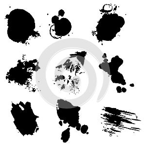 Set of black splashes grunge elements