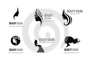 Set of black vector beauty salon or hairdresser icon designs iso