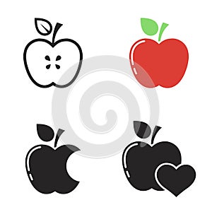 Simple vector icons. Flat illustration on a theme apple