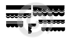 Set of black wave patterns vector illustration for design and decoration elements