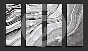 Set of black white banners, marble backgrounds for design