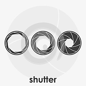 Set of black and white camera shutters vector illustration