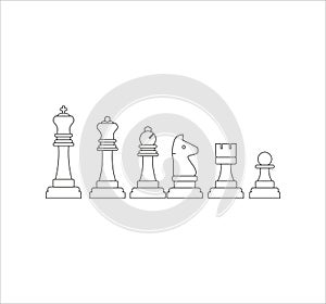 Set of black and white chess pieces