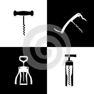 Set of black and white corkscrews