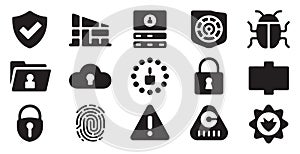 Set of black and white data security icons