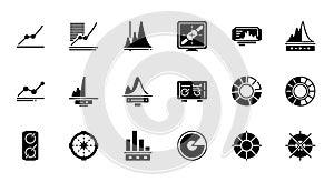 Set of Black and White Data Visualization Icons