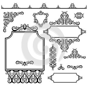 Set of black white design elements and page decoration