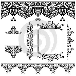 Set of black white design elements and page decoration