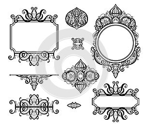 Set of black white design elements and page decoration