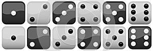 Set of black and white dice, vector available