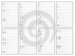 Set of black and white educational pages on line for kids. Printable worksheet for children textbook.