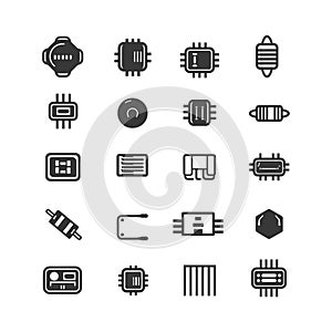 Collection of Microchip and Electronic Component Icons