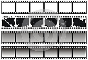 Set of black-and-white filmstrips