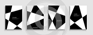 Set of black and white geometric covers, templates, backgrounds, placards, brochures, banners, flyers. Stylish business
