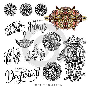 Set of black and white hand drawing design element lettering ins photo