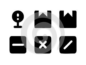 Set of black and white icons for user interface design