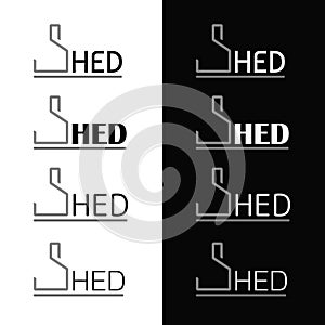 Set of black and white logo or icon concept for garden shed business.