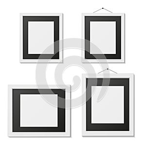 Set of black and white picture frame template