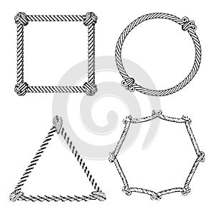 Set of black and white rope and frames vector