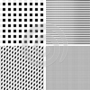 Set of black and white seamless geometric patterns