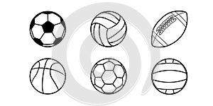 A set of black and white sports balls