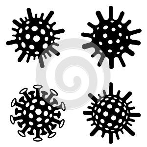 Set of black and white virus molecule
